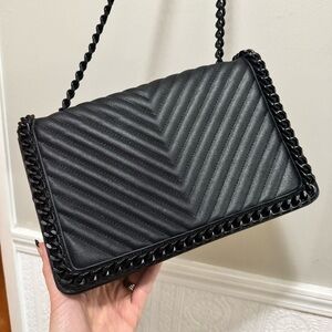 ALDO Women's NEW Greenwald Crossbody Bag Medium Black Quilted Chain Shoulder Bag